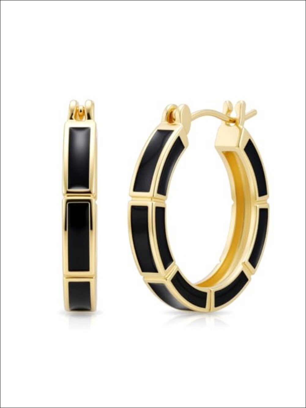 Gold Plated Hoop Earrings for Women 14K Hinged Hoop Hypoallergenic 25mm